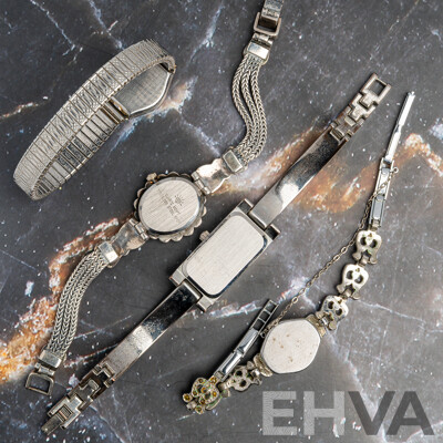 Omega Vintage Silver Tone Ladies Watch with (3) Other Vintage Watches Including Furla & Regent
