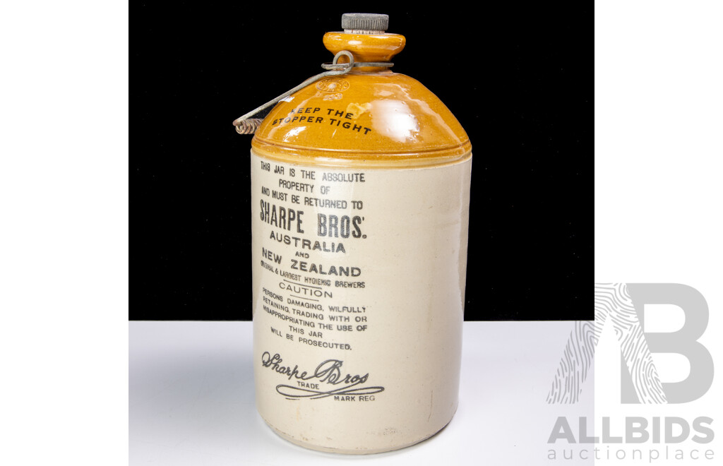 Antique R Fowler Sydney Pottery Demijohn for Sharpe Bros