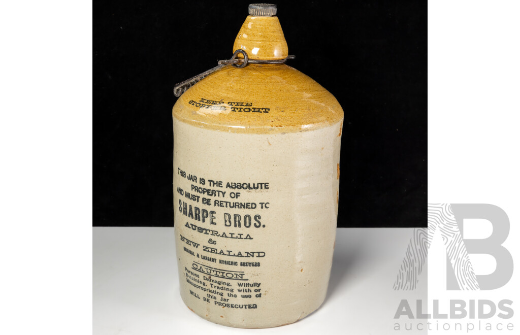 Antique Early Sydney Pottery Demijohn for Sharpe Bros