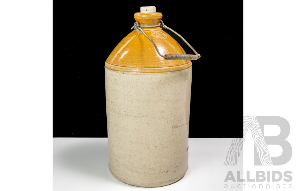 Antique Australian R Fowler Sydney Pottery Demijohn for Symonds & Osborne