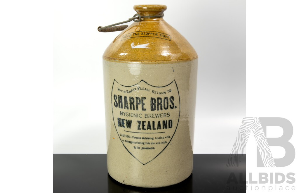 Antique Australian Pottery Demijohn for Sharpe Bros
