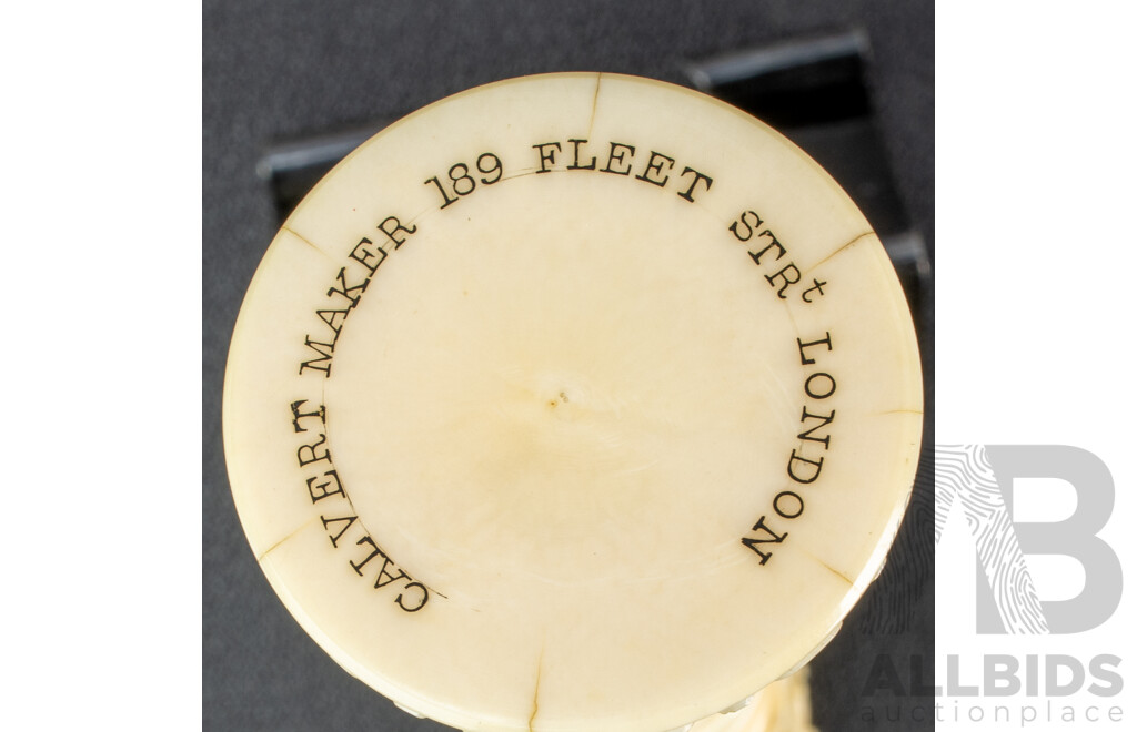 Fantistic Antique Chess Set with Turned Ivory Pieces by Calvert Maker, London, Circa 1820