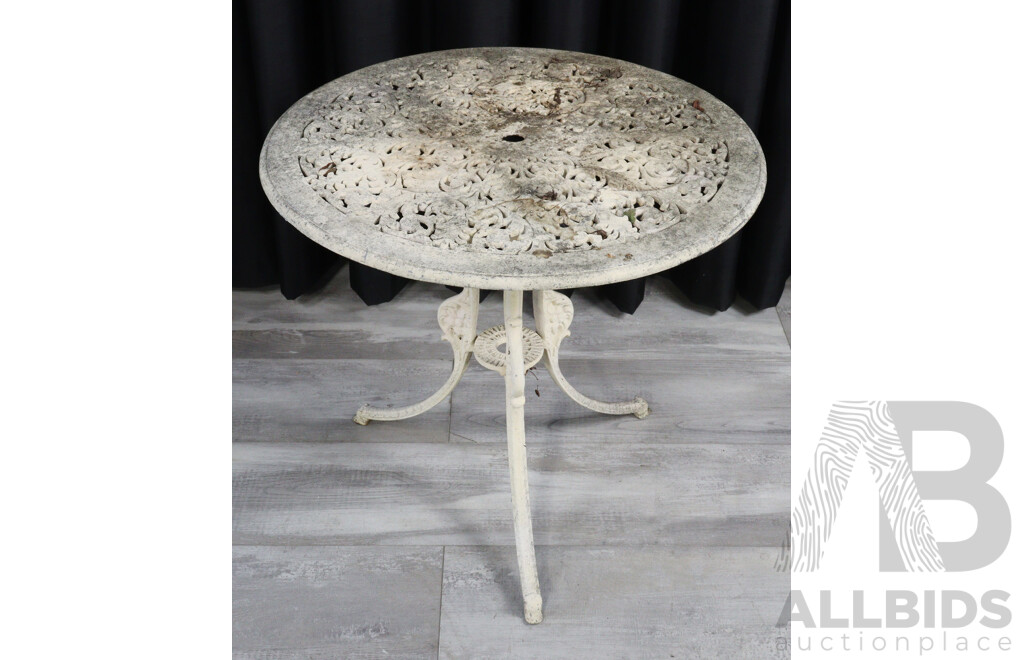 Three Piece Cast Alloy Outdoor Suite with Single Cast Iron Chair