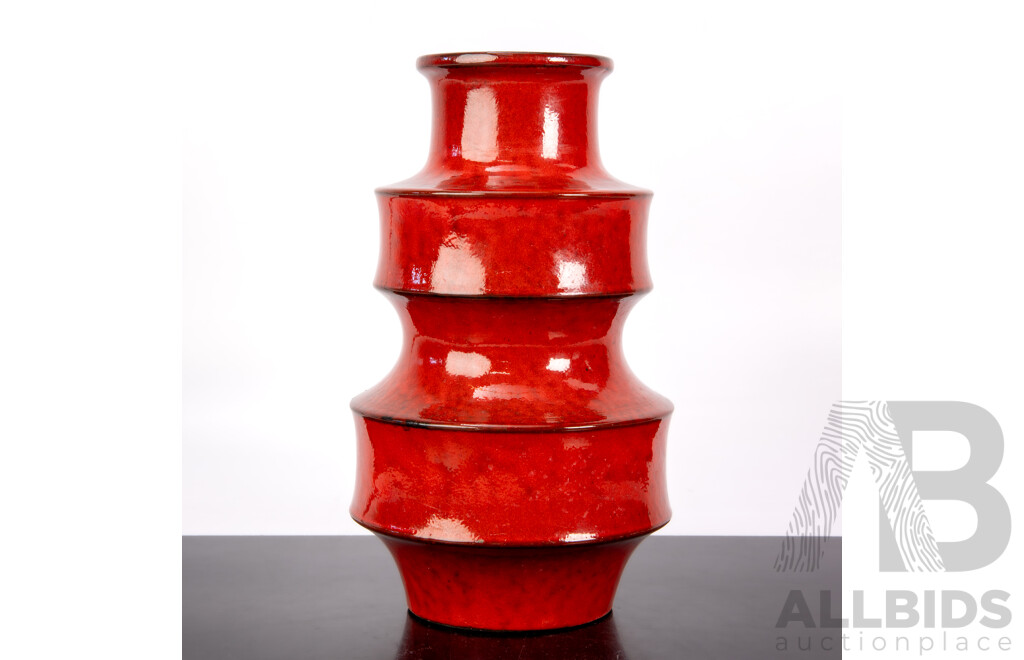 Mid Century West German Scheurich Keramik Pagoda Fat Lava Vase