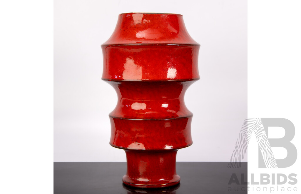 Mid Century West German Scheurich Keramik Pagoda Fat Lava Vase