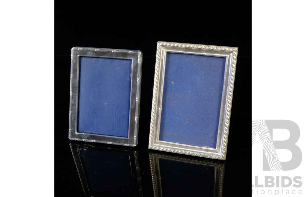 Sterling Silver Photo Frame, London 1973, Along with Larger .800 Silver Frame