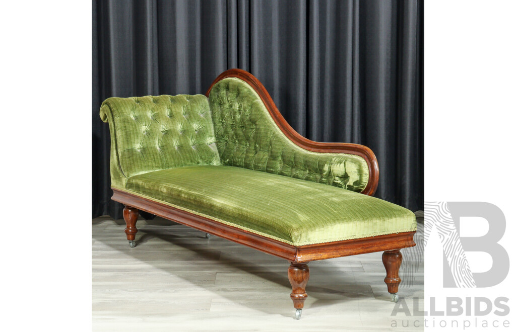 Victorian Mahogany Open Ended Chaise Lounge