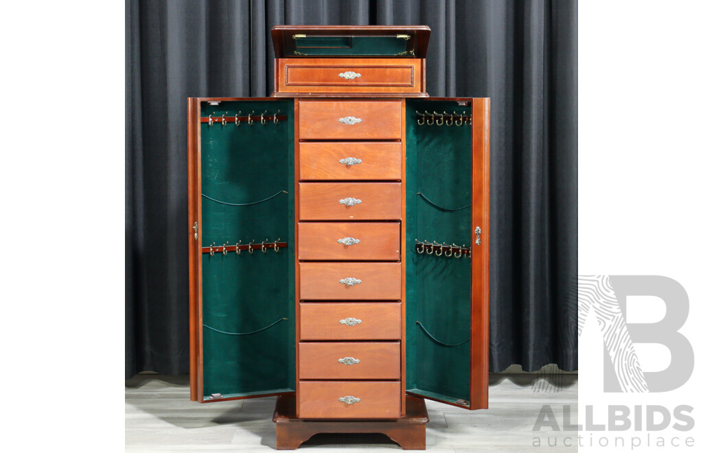 Modern Lift Top Eight Drawer Chest with Side Storage
