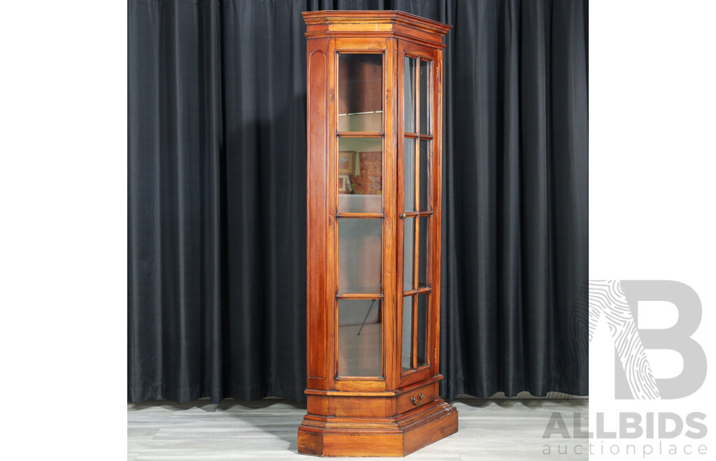 Indonesian Mahogany Glass Front Display Cabinet