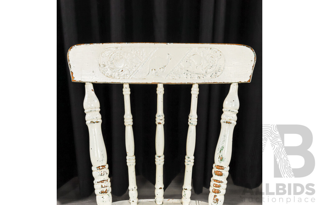 Pair of Heavily Painted Australian Pressed Back Kitchen Chairs