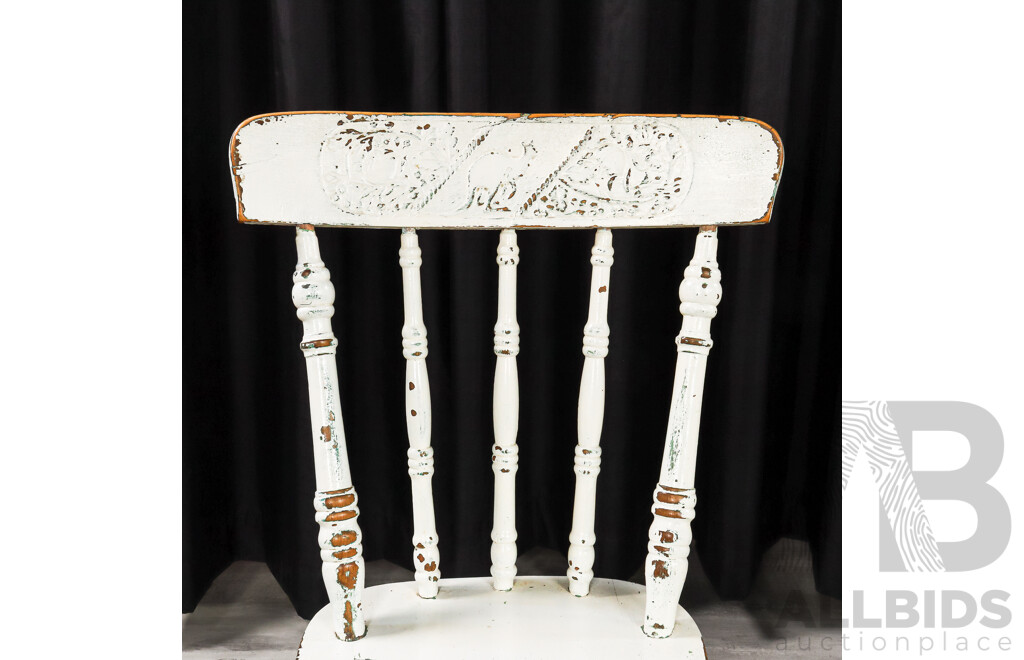 Pair of Heavily Painted Australian Pressed Back Kitchen Chairs