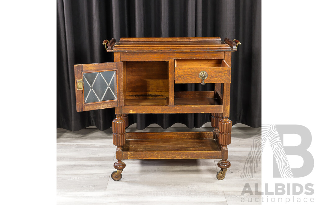 Art Deco Oak Mobile Drinks Cabinet