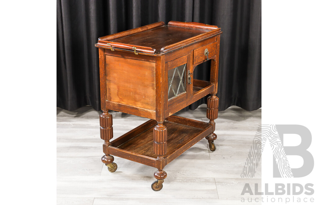 Art Deco Oak Mobile Drinks Cabinet