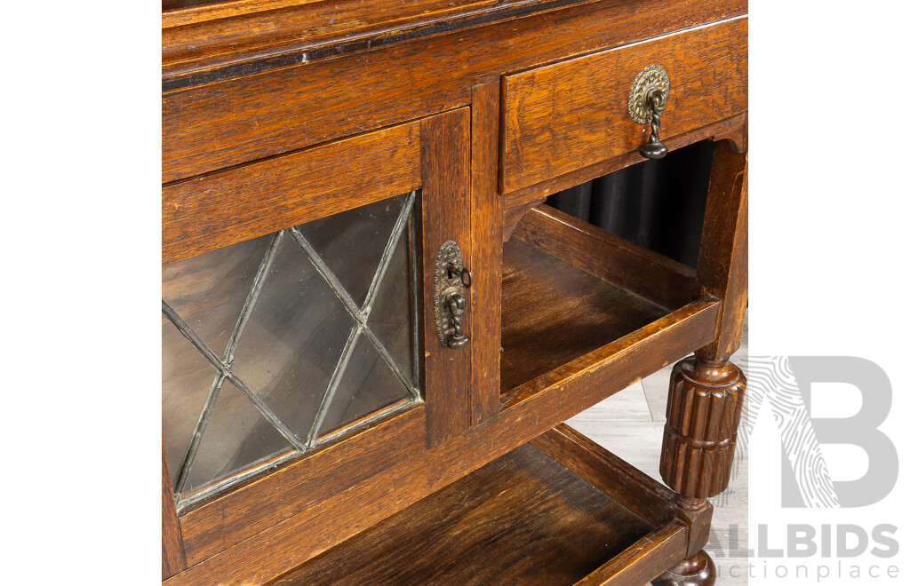 Art Deco Oak Mobile Drinks Cabinet