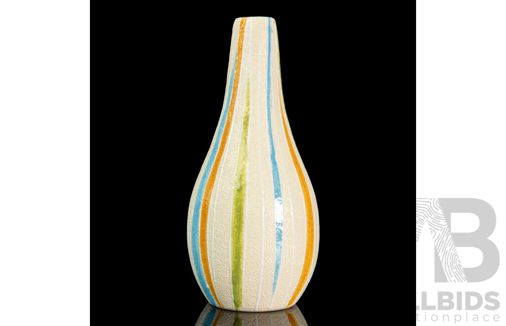 Mid Century Italian Ceramic Striped Vase