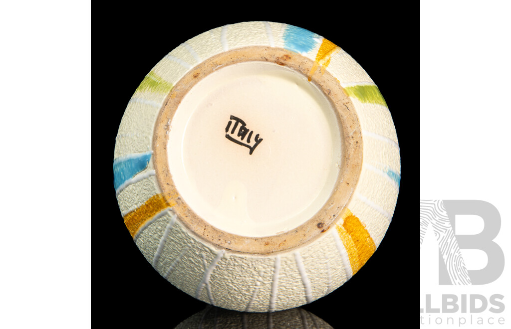 Mid Century Italian Ceramic Striped Vase