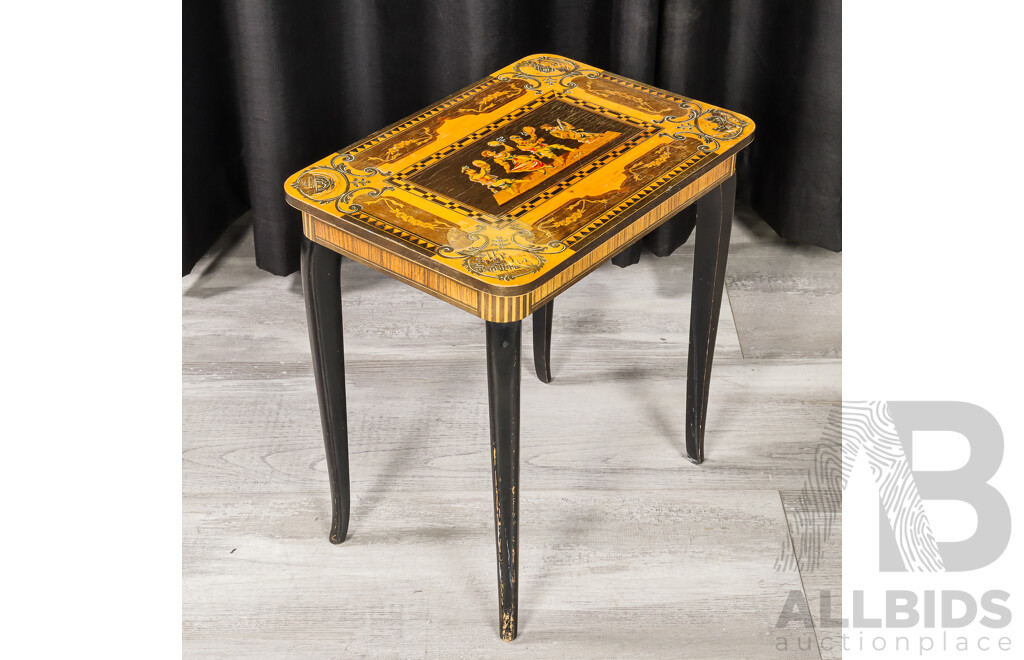 Elevated Inlaid Music Box with Fitted Interior