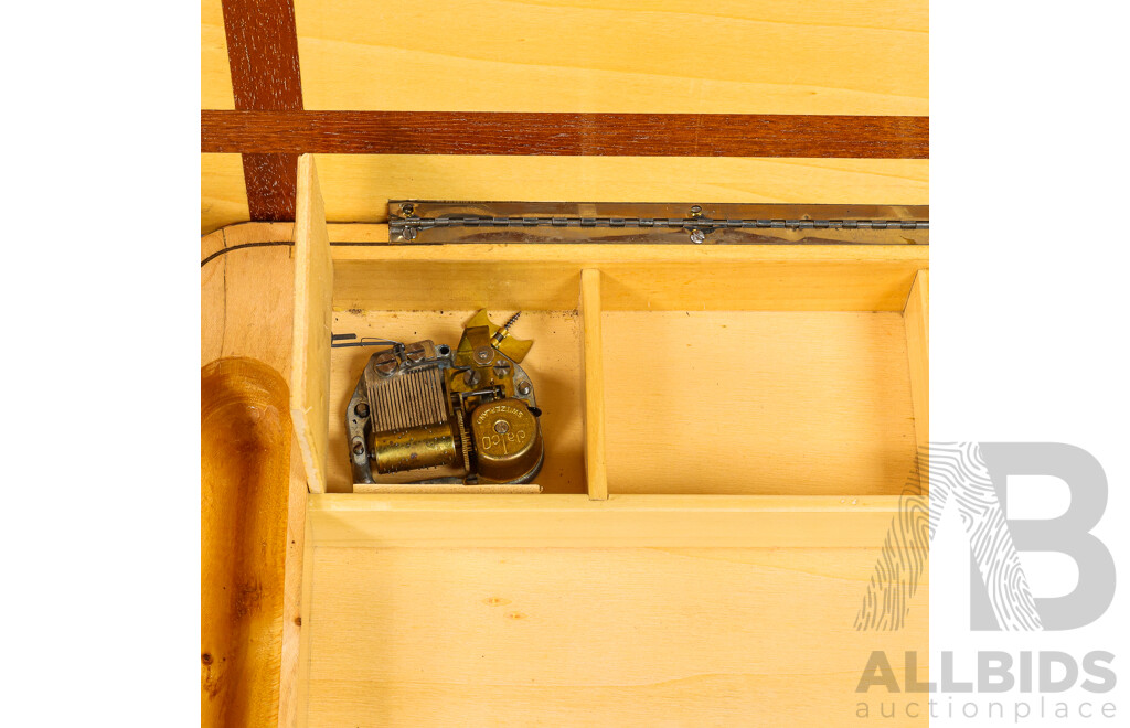 Elevated Inlaid Music Box with Fitted Interior