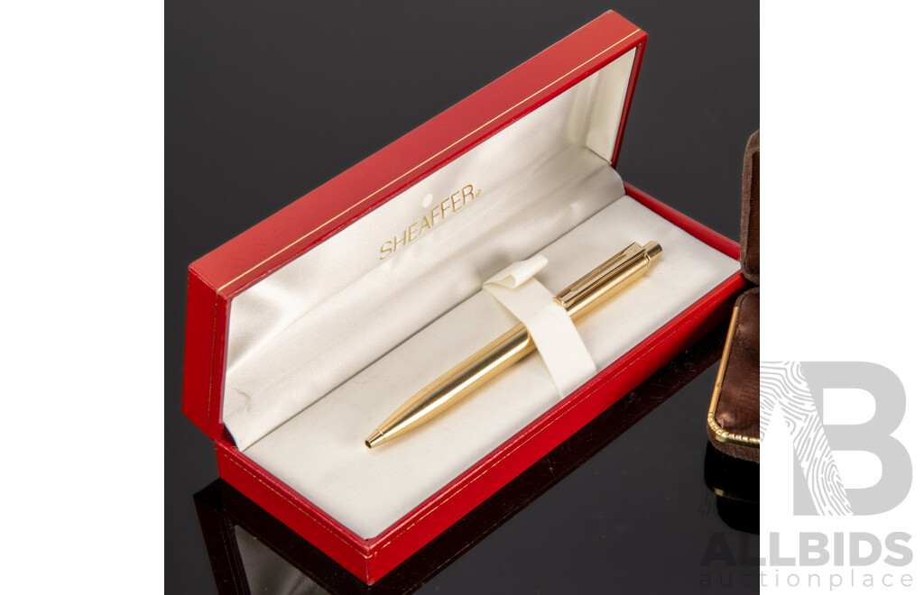 Sheaffer USA Gold Plated Retractable Pen and Another Sheaffer Retractable Pen Both in Original Cases
