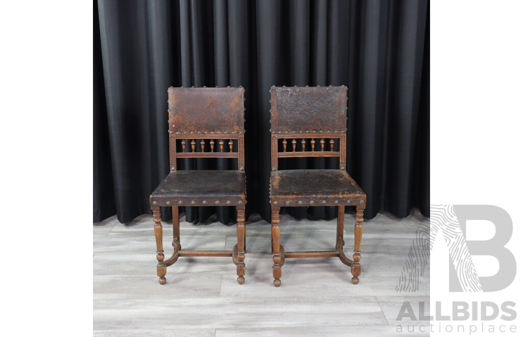 Pair of Late Georgian Oak Dining Chairs