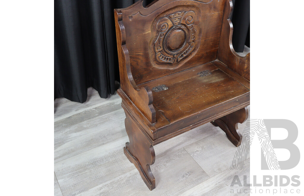 Vintage Elm Childs Pew with Lift Top Seat