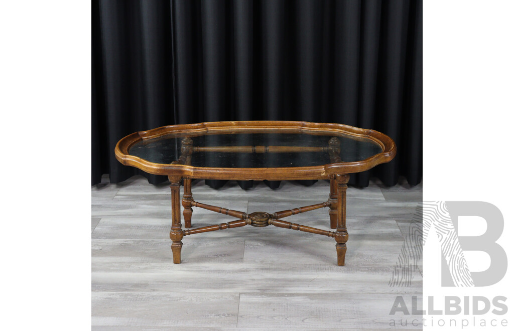 Italian Elm Framed Glass Top Coffee Table