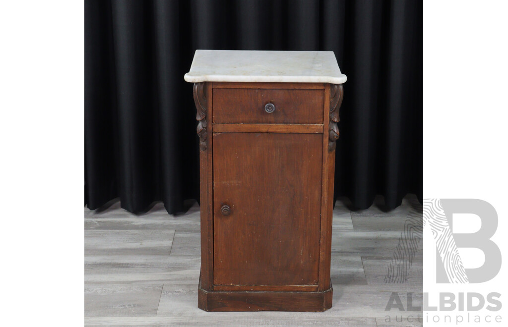 Vintage Marble Top Bedside Cabinet