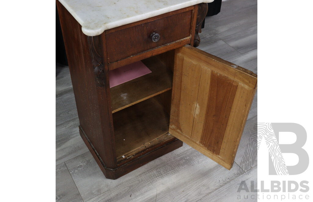 Vintage Marble Top Bedside Cabinet