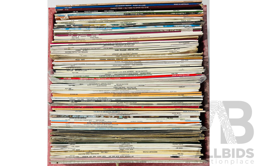 Collection Apporox 95 Vintage Vinyl LP Records of Country Interest Including Johnny Cash, Multiple Slim Dusty TItles, Multiple Charley Pride Titles and Much More