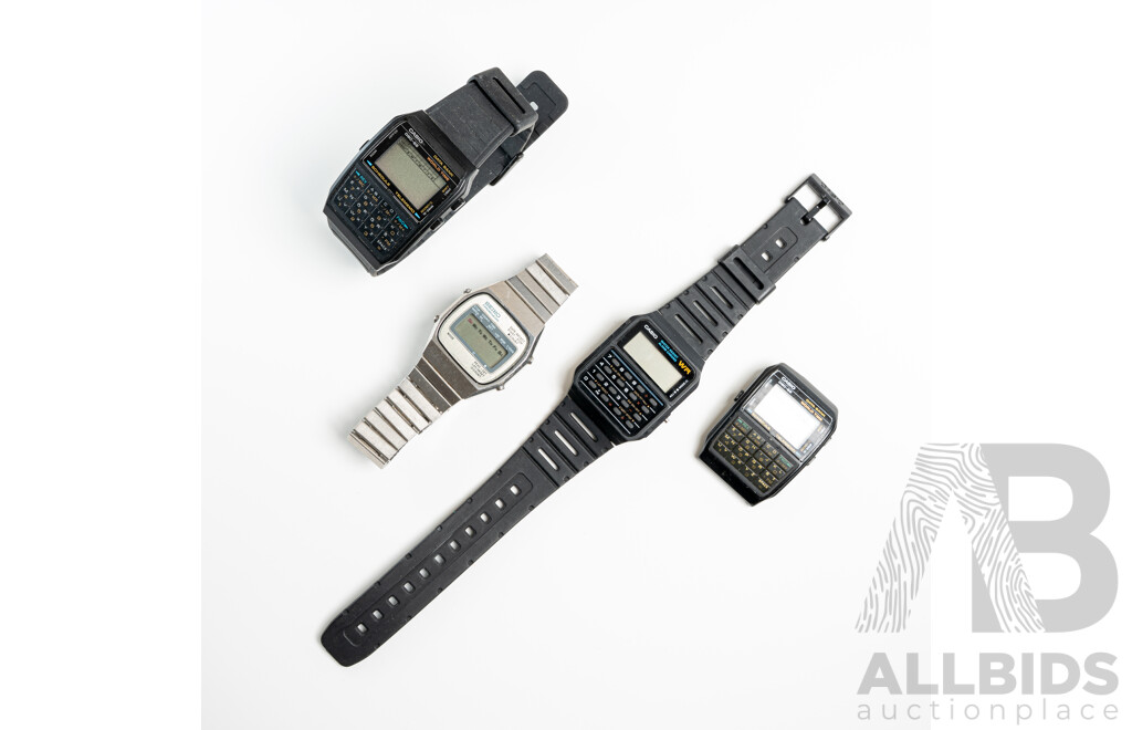 Vintage Seiko Chronograph Digital Watch in Original Box, Casio Digital DBC-62 & Casio Digital CA-53W