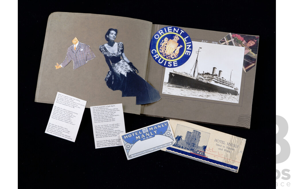 Interesting Vintage Scrap Album with Australian WWII War and Orient Line Cruise Ship Interest