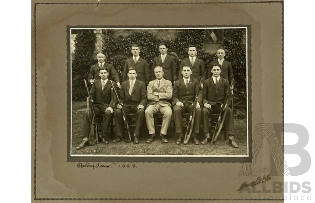 The Armidale School -Tyrell House, Shooting and Cricket Teams, (1927, '28 and '29), Vintage Photographs, Collection of Eight, 27 x 32 cm (frames) (8)