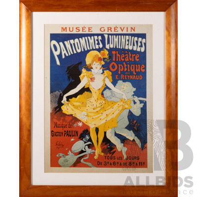 Jules Cheret, (French, 1836-1932), Pantomimes Lumineuses, Quality Reproduction Print of Original Lithograph From 1892, 68 X 54 Cm (frame)