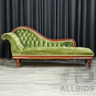 Victorian Mahogany Open Ended Chaise Lounge