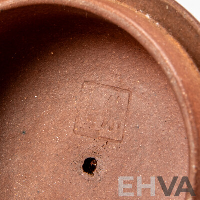 Vintage Chinese Yi Xing Zisha Clay Teapot with Branch Form Handle, Spout and Finial