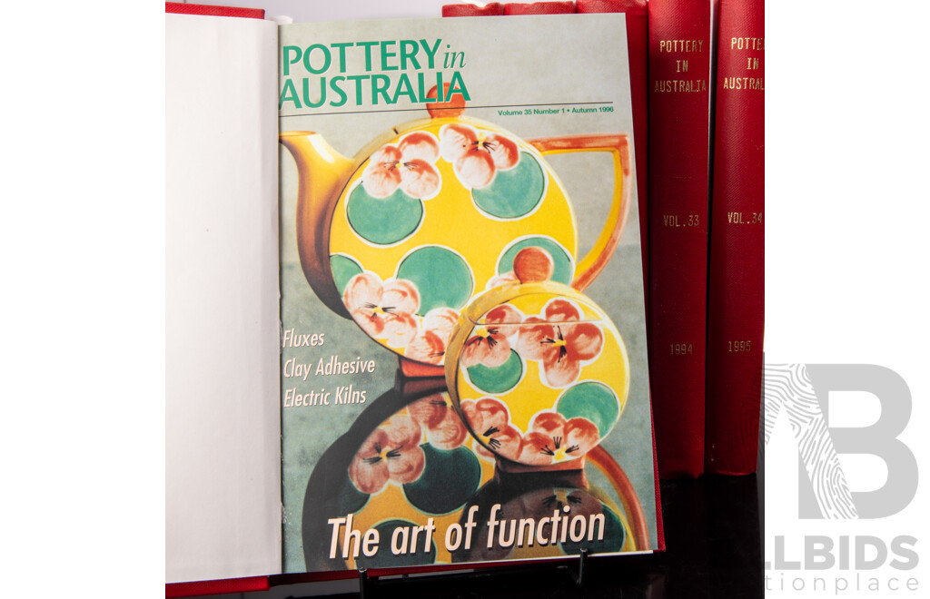 Collection Six Volumes Pottery in Australia Comprising 1975/6. 1986, 1987, 1994, 1995, 1996, All Cloth Bound Hardcovers