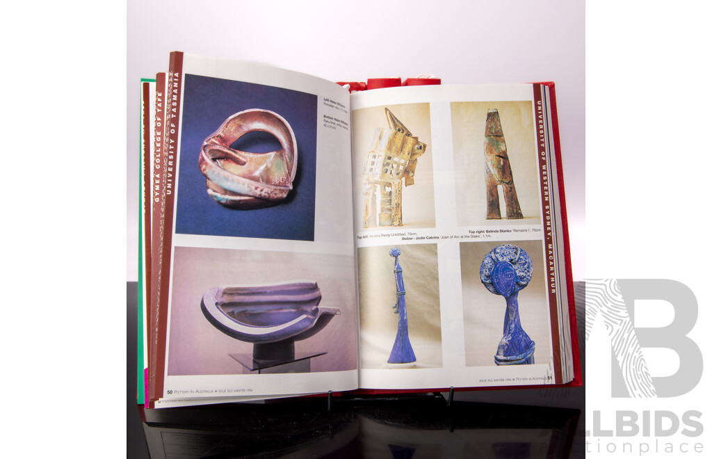 Collection Six Volumes Pottery in Australia Comprising 1975/6. 1986, 1987, 1994, 1995, 1996, All Cloth Bound Hardcovers