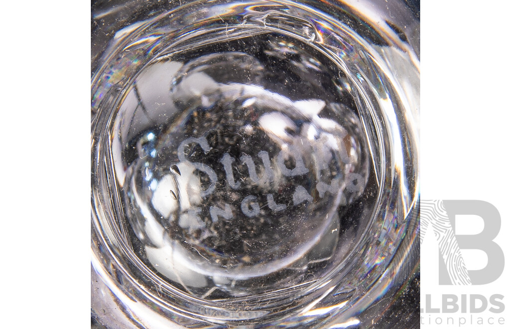 Collection Seven Vintage Stuart Crystal Glasses Including Tumblers and Stemware