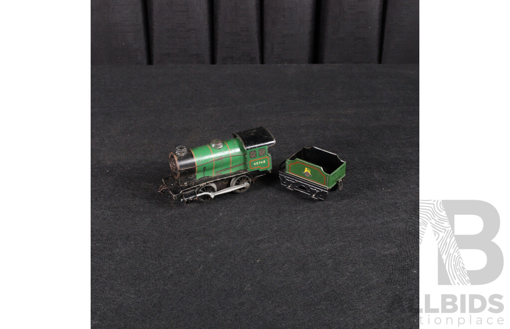 Two Vintage Hornby O Gauge Clockwork Steam Locomotives and Tenders 45746, 3435
