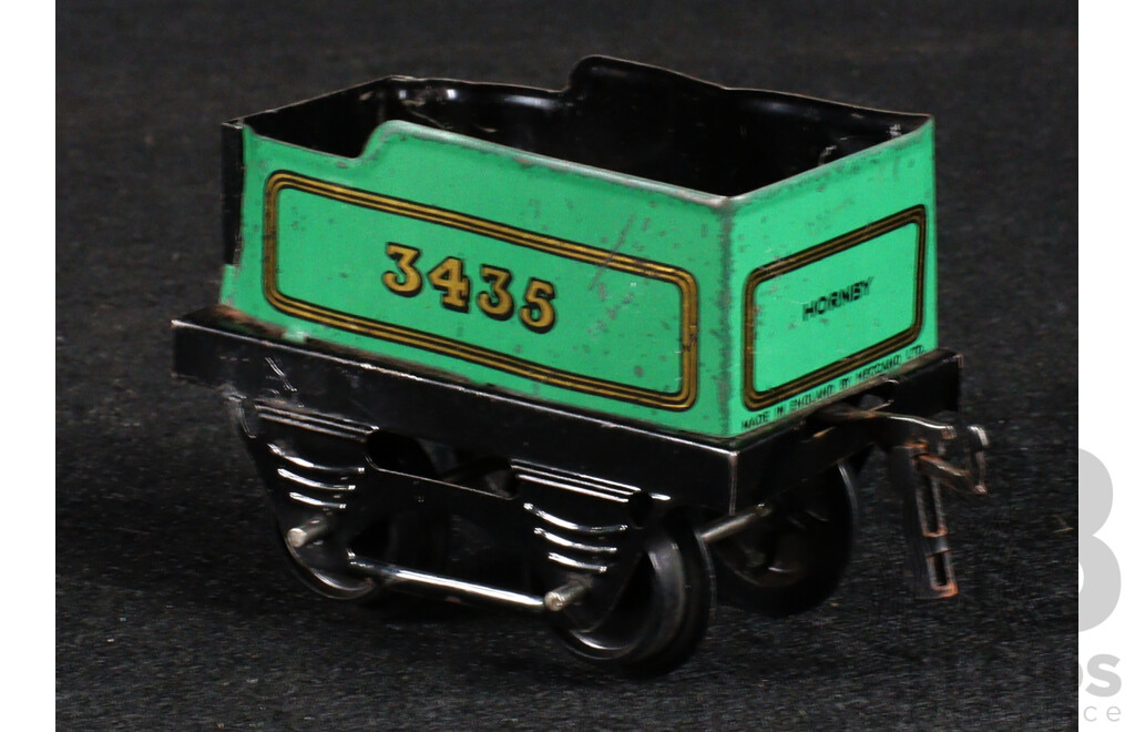 Two Vintage Hornby O Gauge Clockwork Steam Locomotives and Tenders 45746, 3435