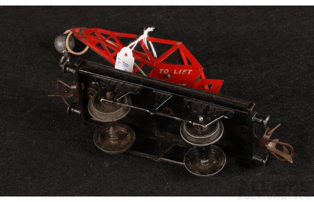 Five Vintage Hornby O Gauge Wagons/Carriages Including Two Goods Brake Vans, Ten Ton Crane Truck, Passenger 9798, MO Rotary Tipping Wagon