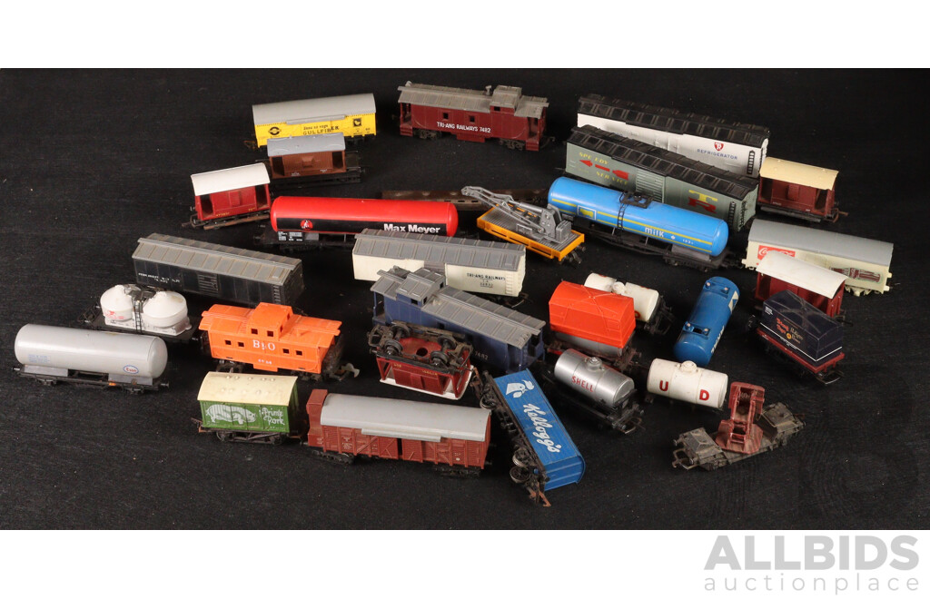 Assortment of HO/OO Scale Rolling Stock Including Freight Wagons, Tankers, Guards Vans, Tri-Ang, Lima