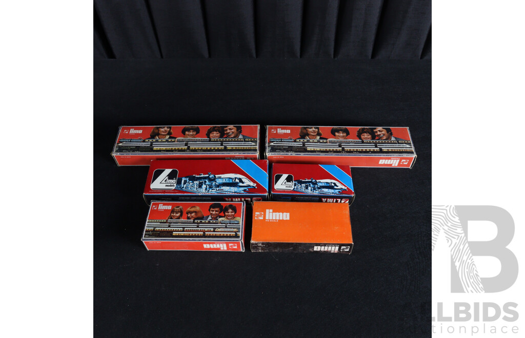 Vintage Boxed Lima HO Scale Rolling Stock Including Steam Locomotive, Freights, Passengers