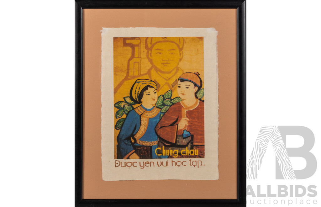 Artists Unknown (20th Century, Vietnamese School), Save the Country, Save the Youth & Two More, Trio of Wonderful Vintage Vietnamese Propaganda Posters, Silkscreen on Rice Paper, 55 x 46 cm (frames) (3)