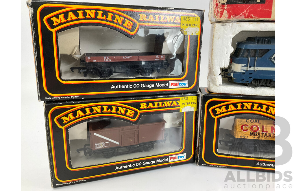 Collection of HO and OO Gauge Rolling Stock Including Jouef SCNF Diesel Locomotive, Mainline Freight Wagons Including Bedwas Coke and Colman's Mustard Works