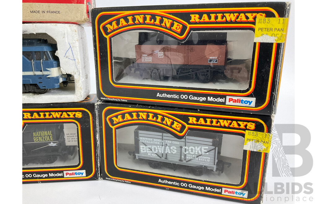 Collection of HO and OO Gauge Rolling Stock Including Jouef SCNF Diesel Locomotive, Mainline Freight Wagons Including Bedwas Coke and Colman's Mustard Works