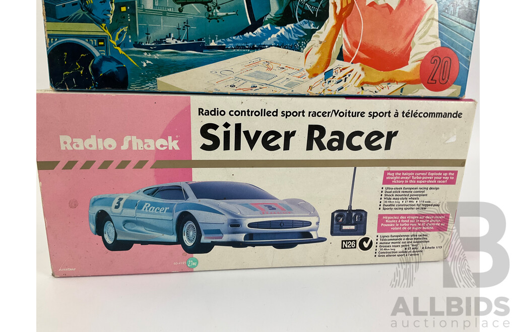 Vintage Phillips Electronic Engineer Set and Radio Shack Radio Controlled Silver Racer