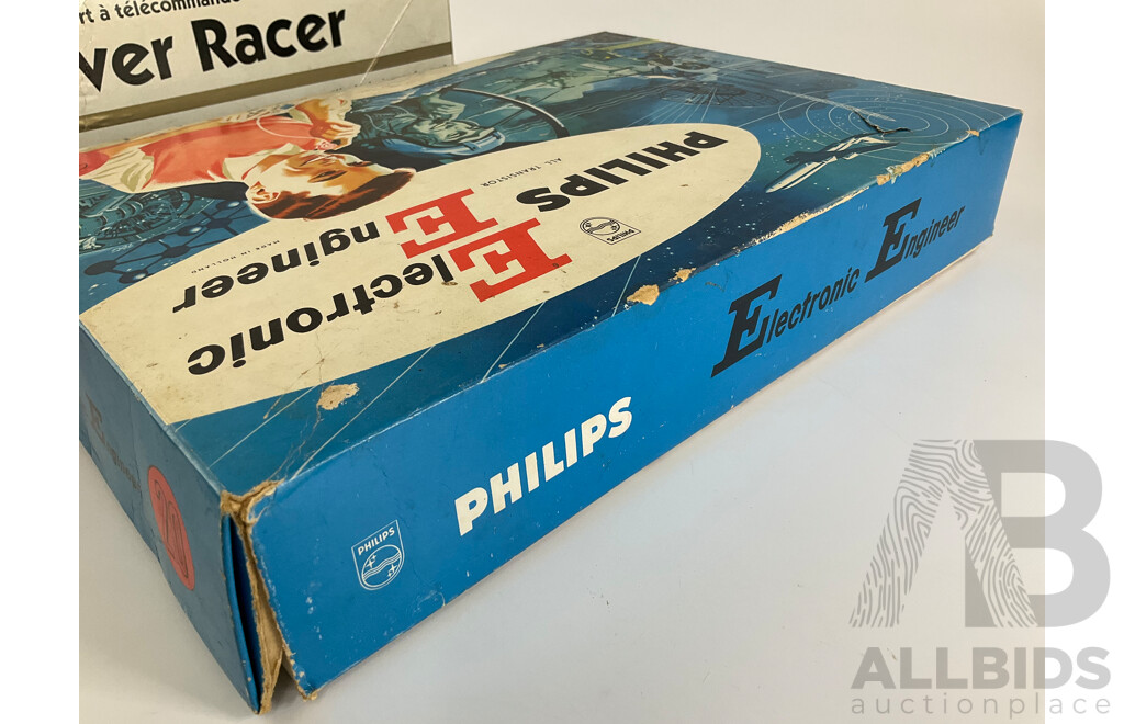 Vintage Phillips Electronic Engineer Set and Radio Shack Radio Controlled Silver Racer