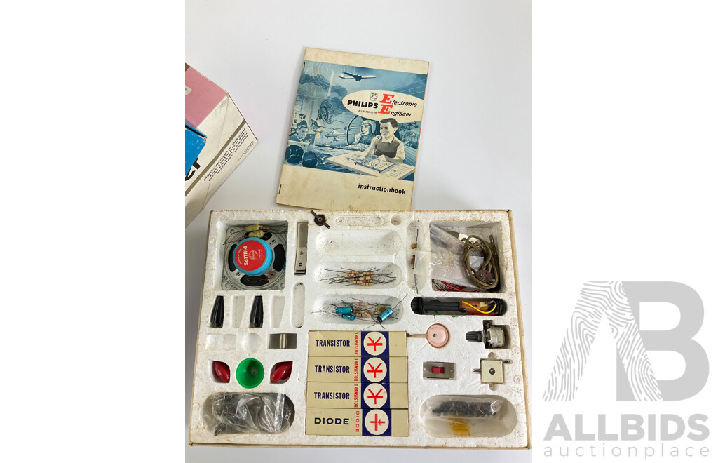 Vintage Phillips Electronic Engineer Set and Radio Shack Radio Controlled Silver Racer