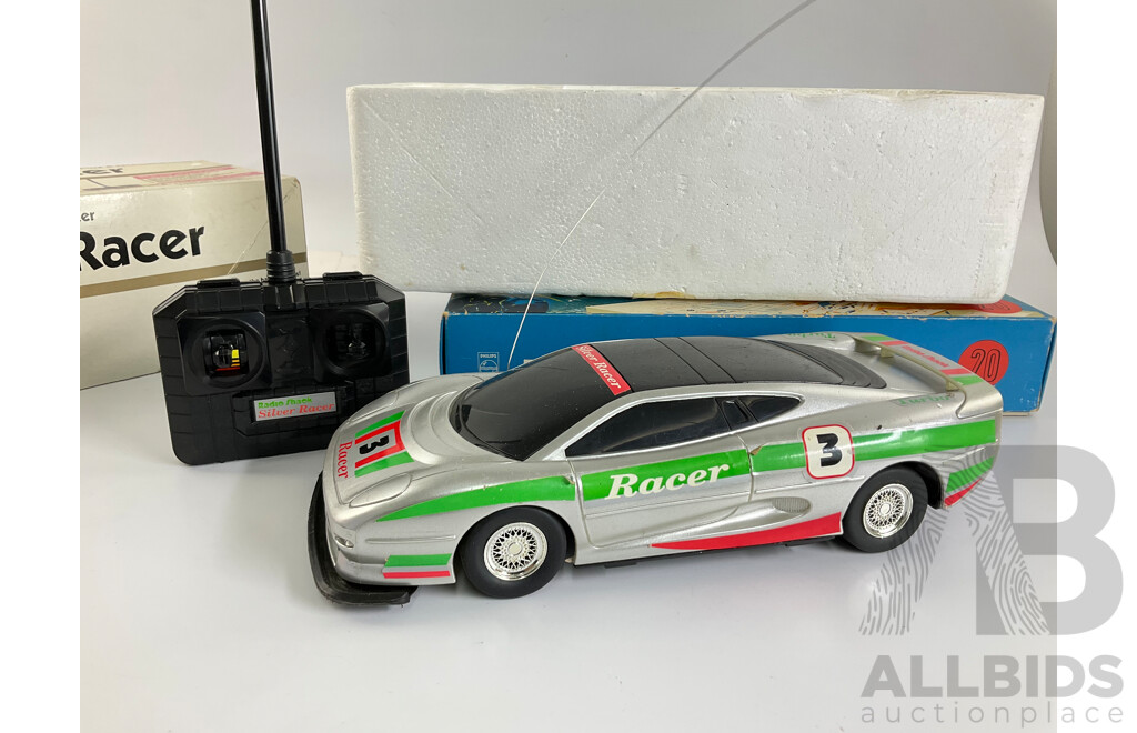 Vintage Phillips Electronic Engineer Set and Radio Shack Radio Controlled Silver Racer